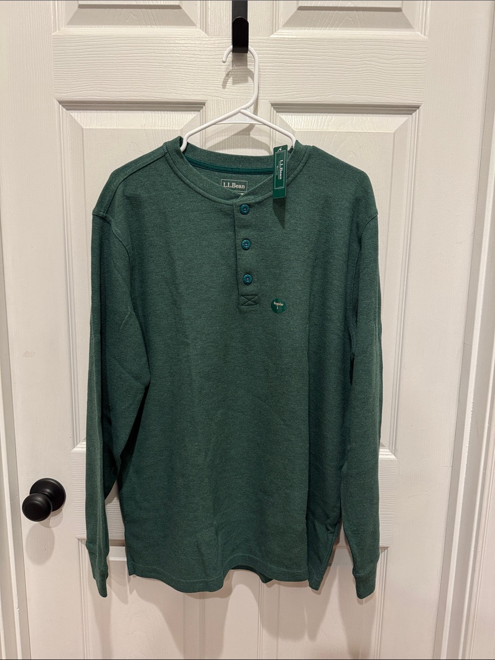 L.L. Bean Green Henley Knit Top